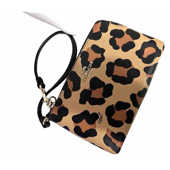 Coach Crossgrain Ocelot Animal Print Wristlet, Black, Tan, Beige, Sz: OS, 41-02 - Picture 6 of 7